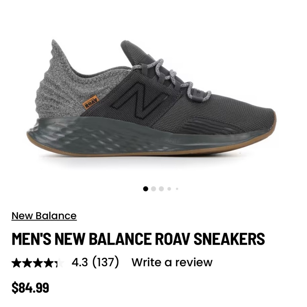 New Balance Men's Charcoal Athletic Shoes - Picture 2 of 2